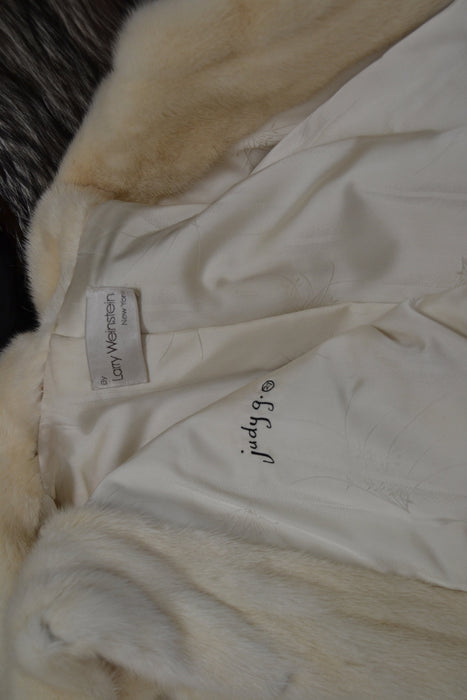 80s 90s Vintage Cream White Mink Fur Coat Jacket Medium Larry Weinstien // 80s Vintage Fur Coat Cream White Wedding Fur Coat Jacket