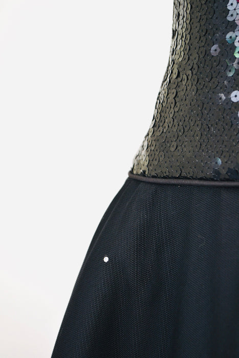 80s 90s Vintage Black Sequin Halter Neck Sequin Dress Cocktail Party Dress Rose Taft Small// 80s Glam Black Pageant Dynasty Dress Ball Gown