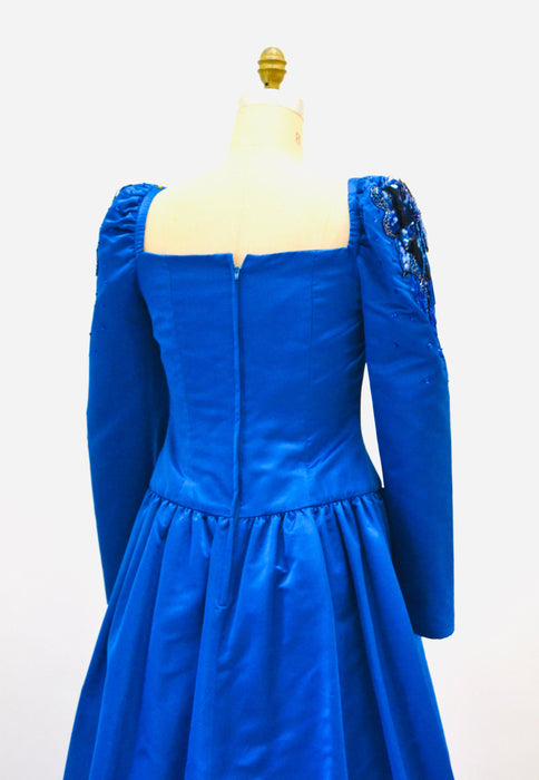 80s 90s Ball Gown Dress Blue Teal 80s Prom Party Dress Small Medium // Vintage 80s Pageant Princess Dress Ball gown Party Dress Cinderella