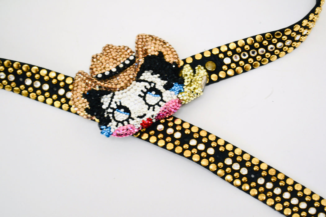 90s Vintage Katherine Baumann Beverly Hills Swarovski Crystal Betty Boop Belt Buckle Rhinestone Studded Belt Cartoon Betty Boop Belt Kippys