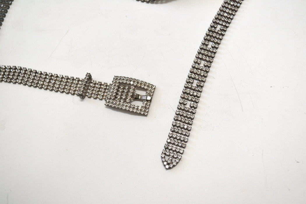 70s 80s Vintage Silver Rhinestone Belt Small Medium large Rhinestone Wedding Belt Rhinestone Cowboy Metallic Belt Small Medium Large