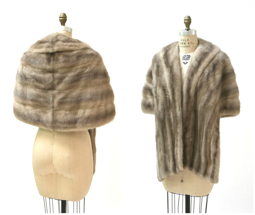 Vintage Mink Stole Honey Silver Vintage Fur Stole Cape// Vintage Fur Cape in Silver Blonde Cream Winter Wedding