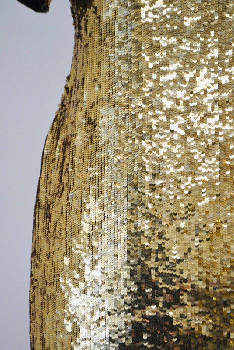 80s 90s Vintage Gold Sequin Dress Vintage Gold Metallic Dress Small Medium// Sequin Dress Flapper Inspired Cher Dress 80s Glam