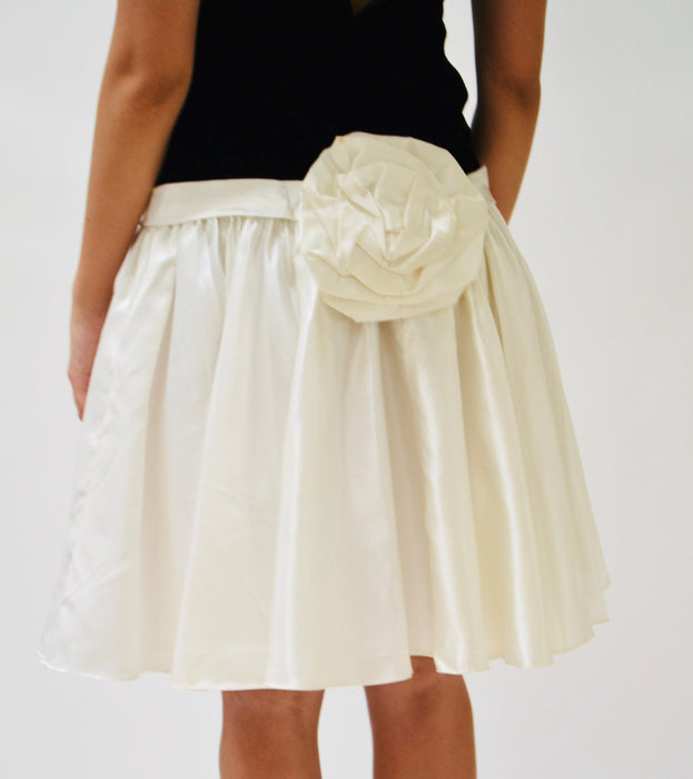 Vintage 80s Party Dress Black White Velvet Dress XXS XS Small By Alyce Design 80s 90s Prom Pageant Dress black White Crinoline Dress