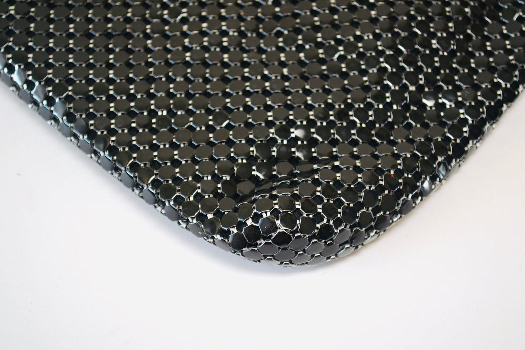 80s Vintage Black Evening Bag Purse Black Metallic Metal Whiting and Davis // Vintage Black Mesh Metallic Purse Evening Bag