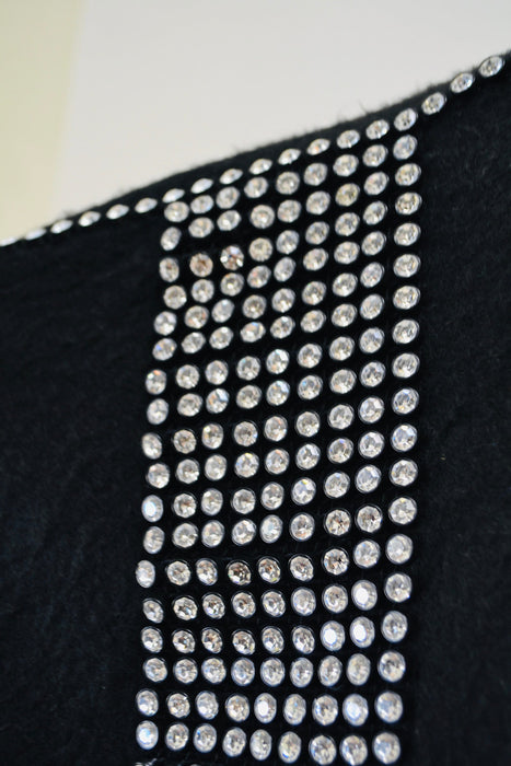 80s 90s Glam Black Sweater Top Vintage Black Rhinestone Sweater Jumper Pull over 80s Rhinestone Party Sweater Dolman Sleeves Small Medium