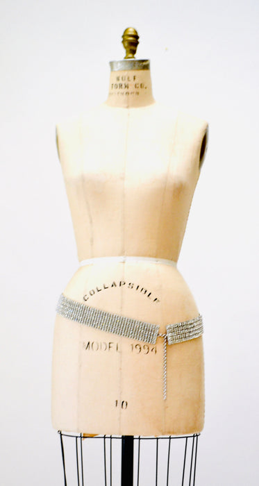 80s 90s Vintage Silver Rhinestone Belt Small Medium large Rhinestone Wedding Belt Rhinestone Sash Belt Silver Metallic Small Medium Large