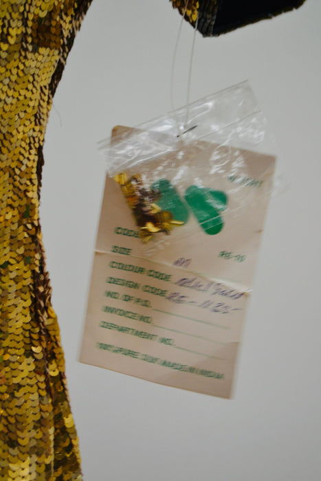 80s 90s Vintage Gold Sequin Dress Vintage Gold Metallic Dress Small Medium// Sequin Dress Flapper Inspired Cher Dress 80s Glam