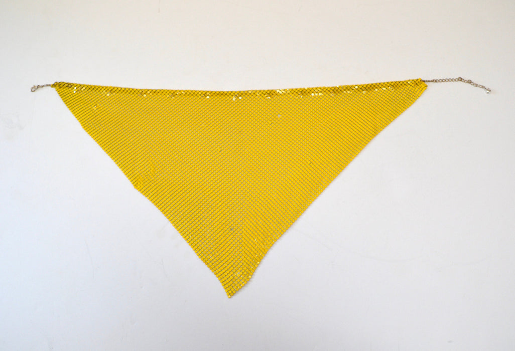 70s 80s Yellow Metal Chainmail Collar Necklace Bib Vintage Chainmail Necklace 70s yellow Chainmail bib NECKLACE Wedding Disco Necklace