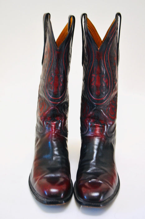 Vintage Leather Cowboy Boots Tony Lama Signature Collection Cowboy Boots 9 1/2 D Women Red Maroon Black// Vintage Red Cowboy Boots 9 1/2