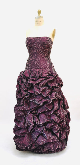 90s Vintage Silk Gown Strapless Evening Gown with Shawl Silk Purple Velvet by  Michael Casey Couture Small Medium Purple Evening Ball Gown