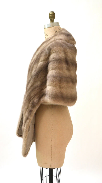 Vintage Mink Stole Honey Silver Vintage Fur Stole Cape// Vintage Fur Cape in Silver Blonde Cream Winter Wedding