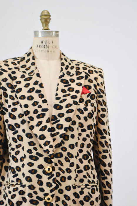 80s 90s Vintage Leopard Print Jacket Animal Print Blazer Tan Black Criscione Medium//  90s Vintage Chetah Print Jacket Blazer 90s Nanny