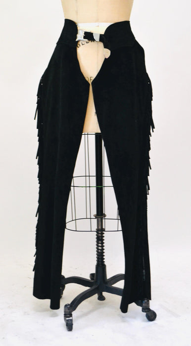 90s Vintage Black Leather Fringe Chaps Black Leather Fringe Pants Small Medium K Baumann Suede Fringe Chaps Rhinestone Cowgirl Cowboy Rodeo