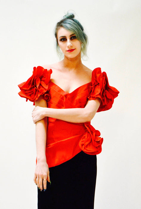 80s Vintage Prom Dress Black and Red XS Small Lillie Rubin// Vintage 80s Black and Red Evening Gown Dress Pageant Dress Small Black Velvet