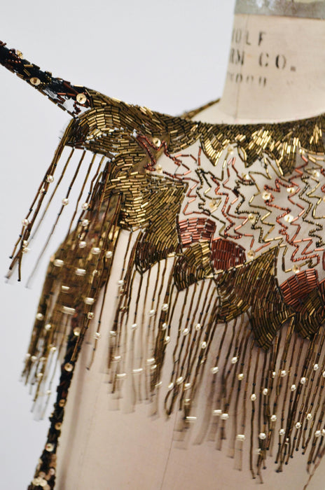 90s Vintage Metallic Beaded Sequin Fringe Shawl Lion Lioness Sequin Wrap Metallic Beaded Wrap Lion King Sharmark Las Vegas Showgirl