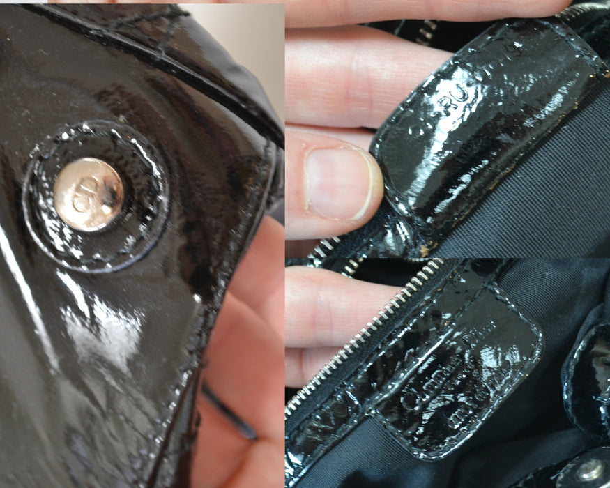 Vintage Y2k Patent Leather Cannage Christian Dior Bag Purse Vintage Black Dior Hobo Quilted Le Trente Black Patent Leather Shoulder Bag