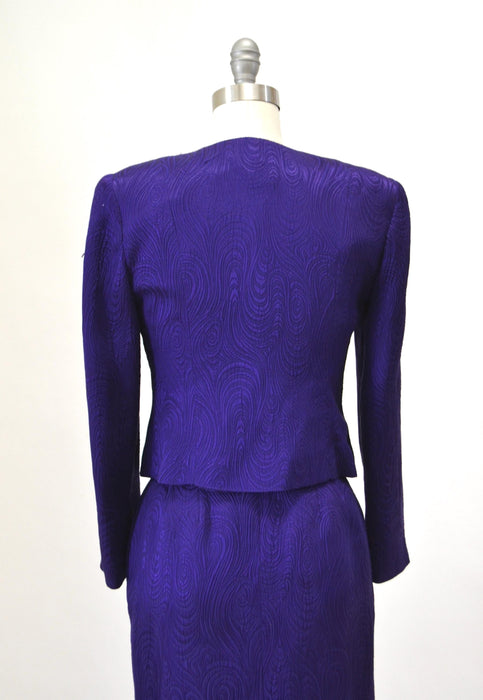 Vintage 80s 90s Purple Silk Suit Jacket Skirt Christian Dior XS  // 90s Glam Purple Barbie Suit Silk Jacket Blazer Skirt By Christian Dior