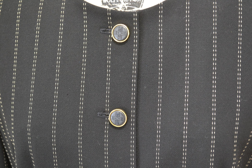 Vintage Escada Suit Pinstripe Wool Escada Suit Jacket Skirt Blazer Large Black white Striped Skirt Suit Black Stripe Jacket Medium Large