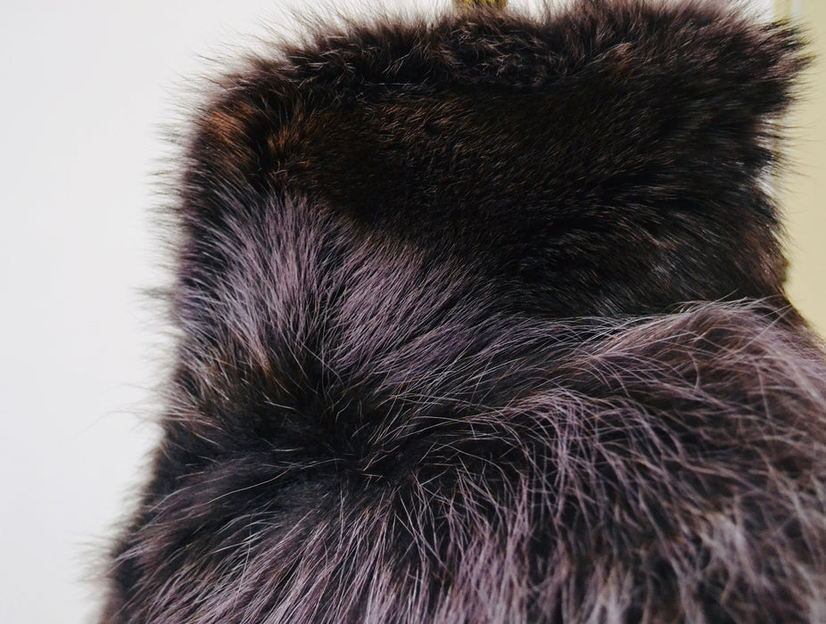 90s y2k Vintage FENDI Fur Jacket Dark Purple Grey Fur Jacket Coat Henri Bendel New York XXS XS Small// Fendi Fox Fur Jacket Grey Purple