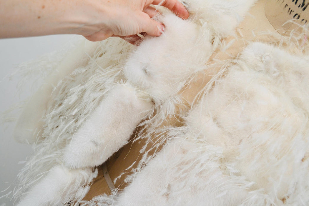 Vintage Ralph Rucci White Feather Mink Jacket// Wedding Fur Vintage Cropped Jacket// Vintage White Cream Mink Feather Winter Wedding Jacket