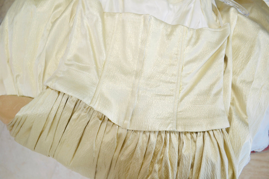 90s Vintage Gold Metallic Dress Ball Gown Halter Neck XS Small 90s Prom Dress Wedding Dress Gold Metallic Crinoline skirt Princess Dress