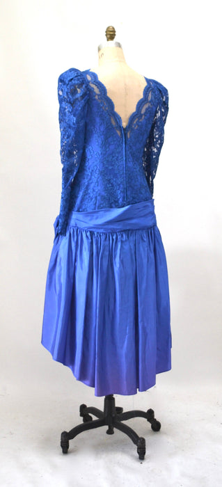 80s Prom Dress Small Medium Blue Lace Barbie Party Prom Dress // Vintage 80s Blue Party Dress Lace Club Princess Dress Small Medium