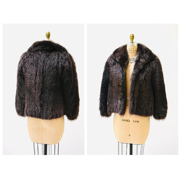 90s y2k Vintage FENDI Fur Jacket Dark Purple Grey Fur Jacket Coat Henri Bendel New York XXS XS Small// Fendi Fox Fur Jacket Grey Purple