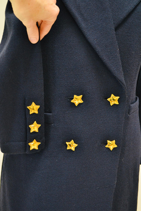 Vintage St. John Collection Navy Blue Jacket Sweater Blazer Size 6 Medium Blue Knit Blazer St John Navy Blue Vintage Knit Jacket Nautical
