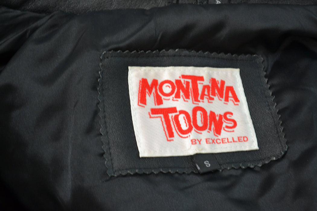 80s 90s Vintage Tiny Toons Adventures Leather Jacket Looney Tunes Cartoon Large Montana Toons Leather Jacket Warner Bros Taz Bugs Bunny