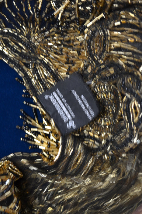 Vintage Gold Beaded Fringe Shawl Wrap Burlesque Wedding Flapper Gold Metallic Beaded Vintage Fringe Collar Shawl Gold Black Wrap Sharmark