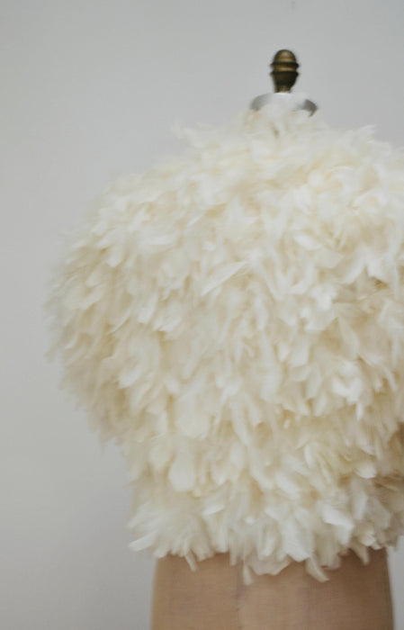 70s 80s Vintage White Feather Jacket Marabou Feather Jacket Small Medium// Vintage White Feather Jacket Vintage Wedding Marabou party Jacket