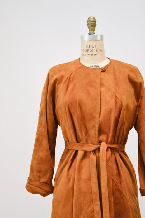 70s Vintage Brown Leather Jacket Sueded Coat Leather Jacket Small Medium // 80s 90s Brown Leather Jacket Long Brown Leather jacket