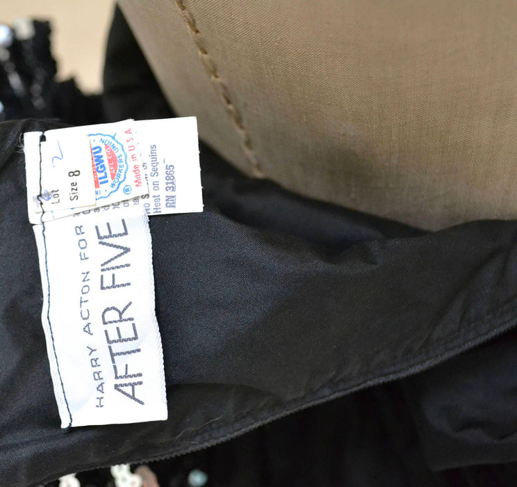 Vintage 80s Prom Dress XS Small Black Silver Sequin Evening Ball Gown// Vintage Silver Sequin Dress Small Princess Dress