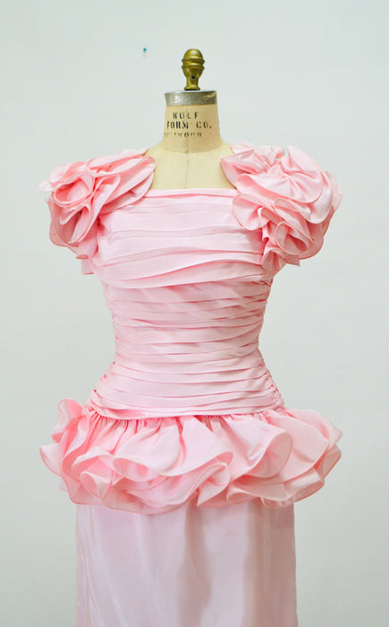 80s 90s Vintage Pink Prom Party Dress By Lillie Rubin Pink Barbie Pageant Dress 80s 90s Pink party Dress Ruffles Small Medium