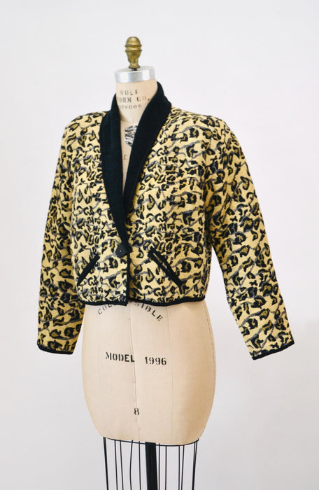 80s 90s Vintage Leopard Print Jacket Animal Print Blazer Tan Black Medium//  90s Vintage Cheetah Print Jacket Blazer 90s Nanny