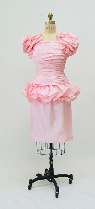 80s 90s Vintage Pink Prom Party Dress By Lillie Rubin Pink Barbie Pageant Dress 80s 90s Pink party Dress Ruffles Small Medium