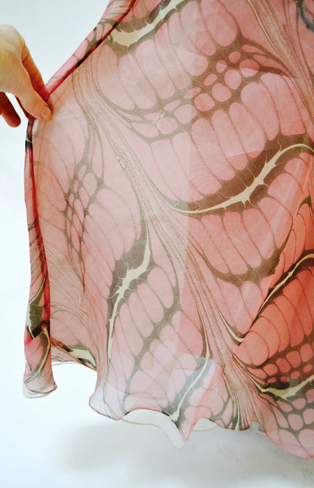 90s 00s Vintage Pink Lace Silk Bias Cut Dress Small Wedding Party Gown// 90s 00s Bias cut Gown Long Dress Metallic Lace Butterfly Print