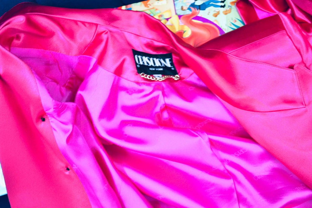 Vintage 80s 90s Bright Pink Fuchsia Satin Suit Jacket Blazer 90s Pink Barbie Power Suit Medium Large// 90s Glam Pink Jacket Blazer Criscione