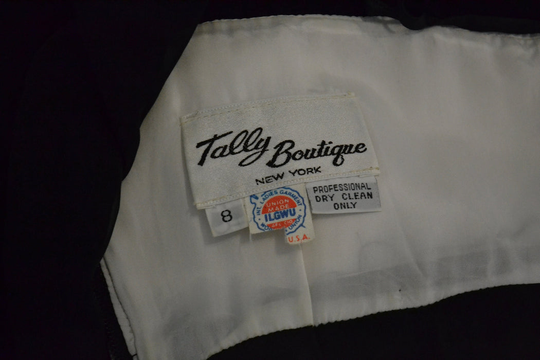 80s 90s Vintage Black white Evening Gown Dress Black White Party Dress Chiffon Long Sleeves Small Medium Empire Waistline Dress