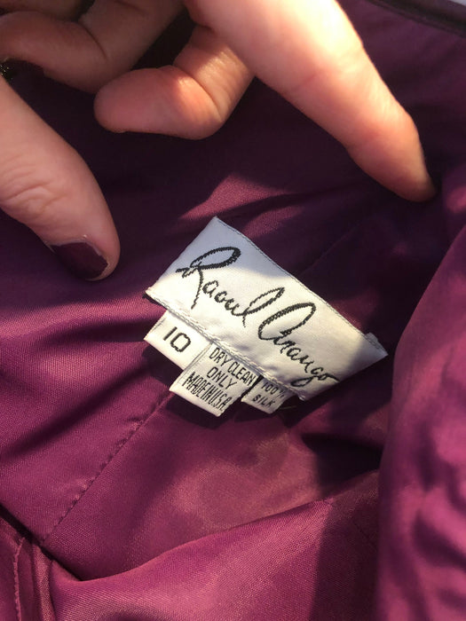 90s Vintage Silk Beaded Sequin Metallic Jacket and Strapless Dress by Raoul Arango Purple Wine Cocktail Dress Sequin Bolero Jacket Medium