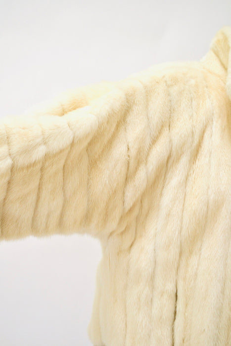 80s 90s Vintage Cream White Mink Fur Coat Jacket Medium Larry Weinstien // 80s Vintage Fur Coat Cream White Wedding Fur Coat Jacket