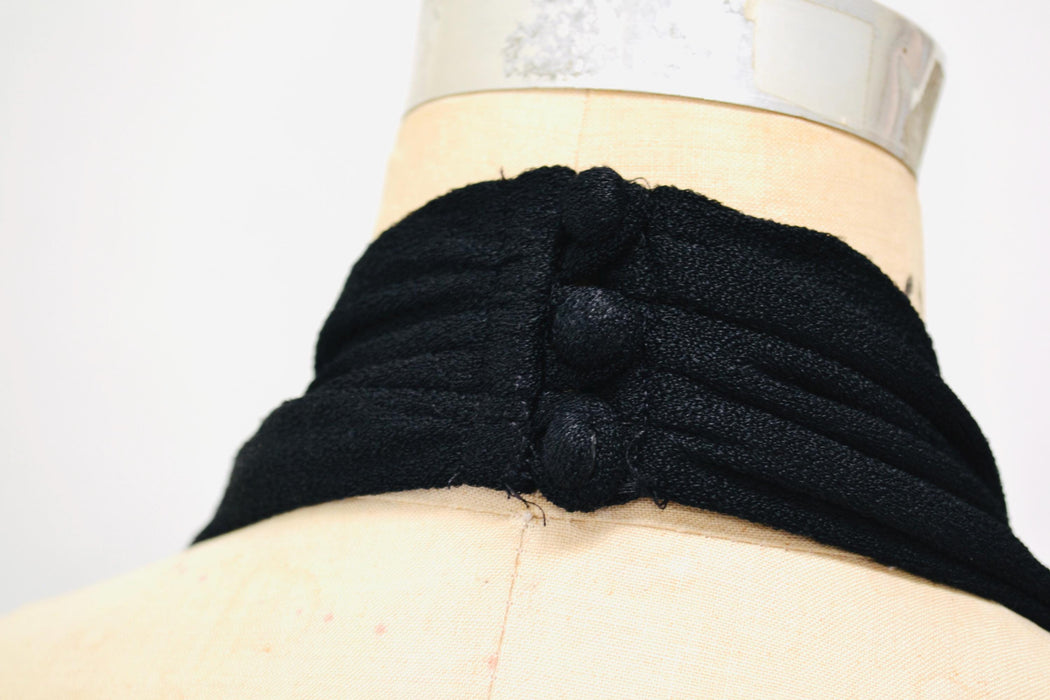 70s Vintage Black Halter Dress Mr Boots XS Small 70s Party long Black Halter Neck Dress 70s Disco Long Black Knit  Plunging neckline Dress