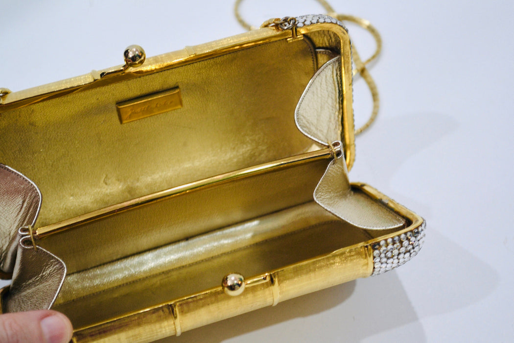 70s Vintage Judith Leiber Gold Evening Bag Swarovski Crystal Minaudiere Gold Clutch Crystals Gold Metal Bag Purse Wedding Purse Clutch
