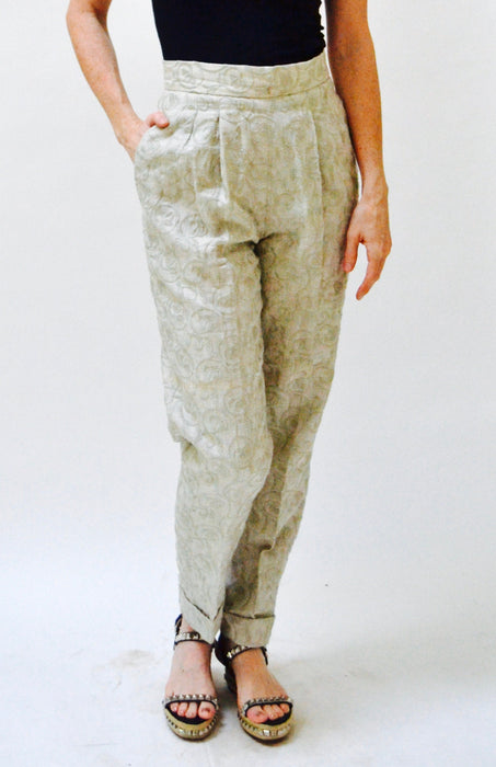 90s 00s Vintage Embroidered Linen Suit Jacket Pants in Khaki Tan Small Medium By Richard Mishann // 90s Vintage Linen Suit Jacket Pants
