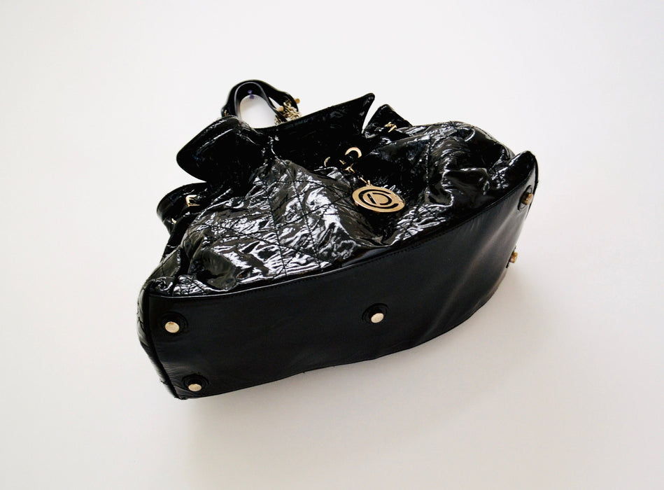 Vintage Y2k Patent Leather Cannage Christian Dior Bag Purse Vintage Black Dior Hobo Quilted Le Trente Black Patent Leather Shoulder Bag