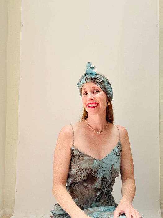 Vintage 00s Y2K Slip Tank Dress Dress Bob Mackie Animal Print Chiffon Dress Medium Summer Wedding Party Slip Dress Blue Brown Beach Dress