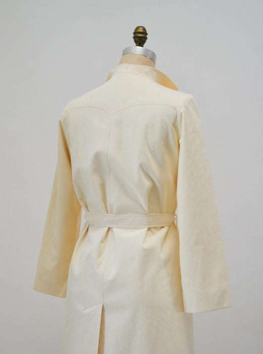 80s 90s Vintage White Cream Jacket Trench Coat White Faux Suede Jacket White Cream Ultra Suede Vegan Jacket Small Medium Faux Leather Jacket