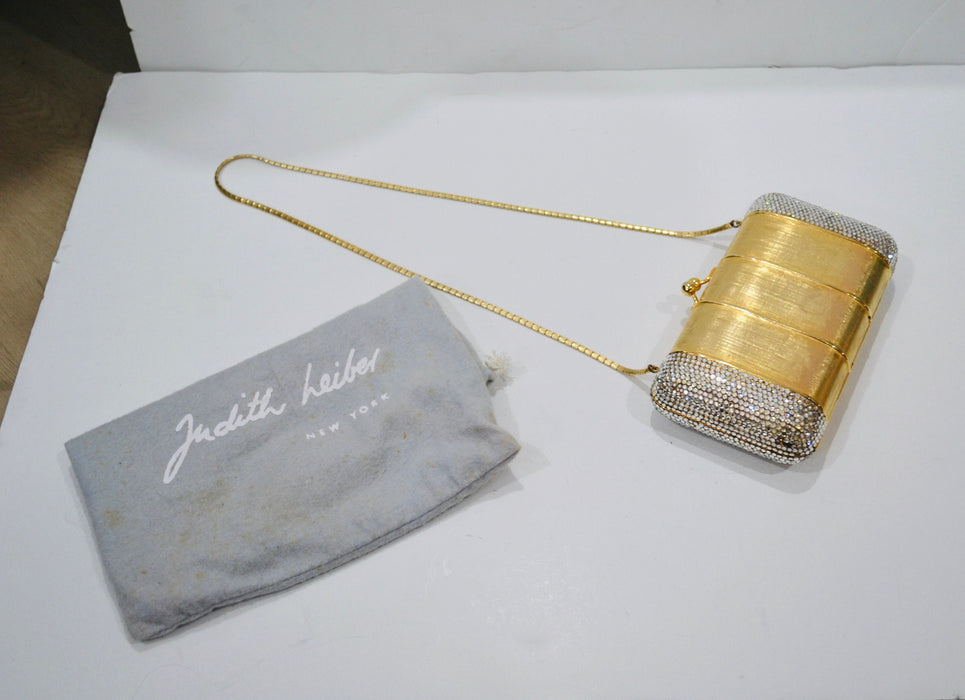 70s Vintage Judith Leiber Gold Evening Bag Swarovski Crystal Minaudiere Gold Clutch Crystals Gold Metal Bag Purse Wedding Purse Clutch
