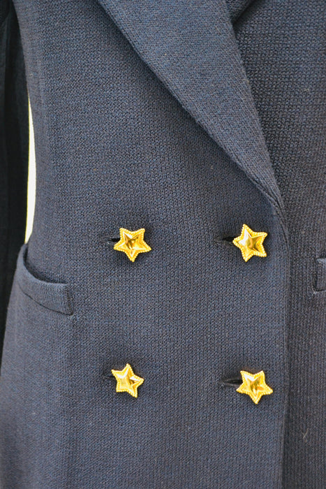 Vintage St. John Collection Navy Blue Jacket Sweater Blazer Size 6 Medium Blue Knit Blazer St John Navy Blue Vintage Knit Jacket Nautical